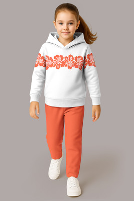 Hellcat Girls Casual Sweatshirt Track Pants(White/Orange)
