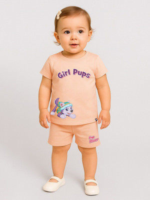 YK X Minute Mirth Boys & Girls Peppa Pig Casual T-shirt Shorts(Peach)