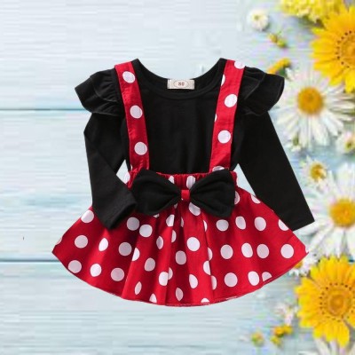 Fabmytra Baby Girls Party(Festive) Top Skirt, Bow Tie(Red)