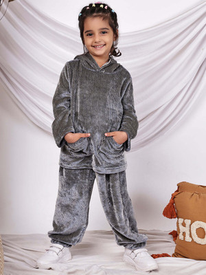 NEUDIS Girls Casual Top Trouser(Grey)