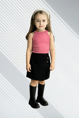 Riyanshi Collect Girls Casual Top Shorts(Pink, Black)