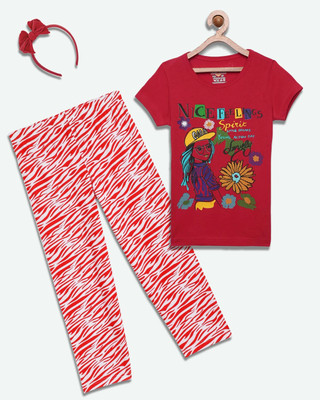 CLAEL Girls Casual Pyjama Sleepsuit(RED_ZEE)