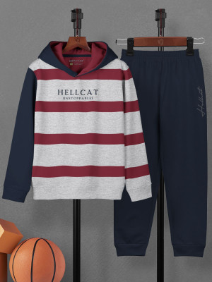 Hellcat Girls Casual T-shirt Track Pants(White Melange)