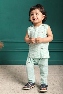 POLKA TOTS Baby Girls Casual Vest Pant(Light Green)