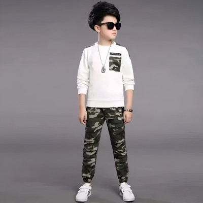 JEKESHVI Boys & Girls Party(Festive) Track Pants T-shirt(White)