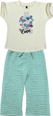 tanaa Girls Casual T-shirt Pyjama(Green, White)