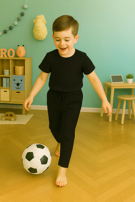 LILASTEX Boys & Girls Casual T-shirt Pant(Black)