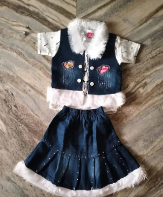 TyagiiGarment Baby Girls Casual Top Skirt, Jacket(Skirt,Top,Jacket)