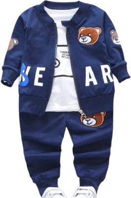 CALOTROPIS Baby Boys & Baby Girls Party(Festive) T-shirt Pant(WHITE, NAVY BLUE)