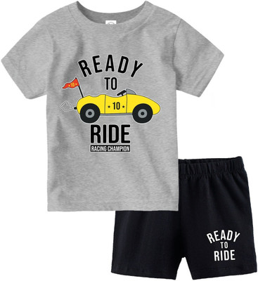 KIDSDOM Boys & Girls Casual T-shirt Shorts(Greymelange)