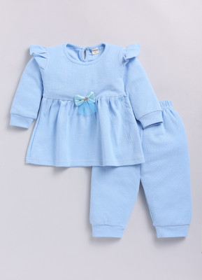 TINY BINY Girls Casual Top Pant(Sky Blue)