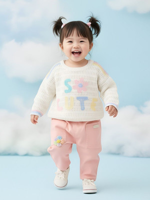 BABY'S DAY Baby Girls Casual Sweater Pant(Peach)