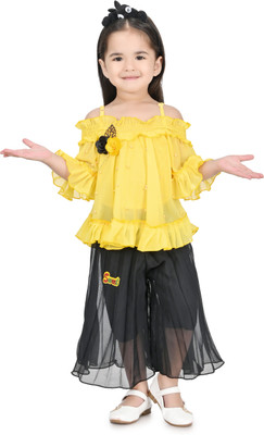 EasyFashion Girls Party(Festive) Top Pant(YELLOW)