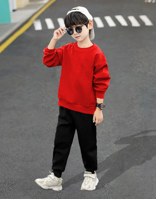 LGGARMENTS Boys Casual T-shirt Track Pants(Red_5)