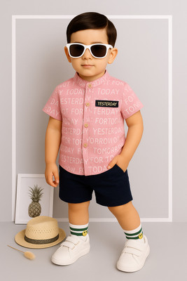 StyleDust Baby Boys & Baby Girls Casual Shirt Shorts(ALPHA_PINK_BLUE)