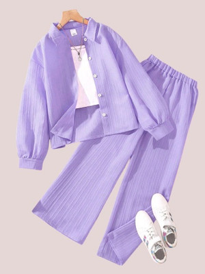 MANSICREATION Girls Casual Shirt Pant(Purple)