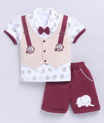 TOONYPORT Baby Boys & Baby Girls Casual Shirt Shorts(Maroon, White, Beige)