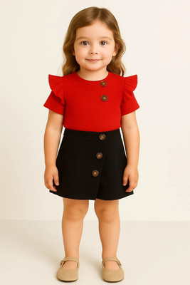 ANGELENTERPRISE Girls Party(Festive) T-shirt Skirt(Red-Black)