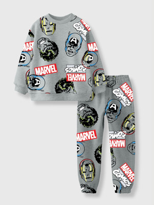 Nap Chief Boys & Girls Avengers Casual Sweatshirt Track Pants(Grey Melange)
