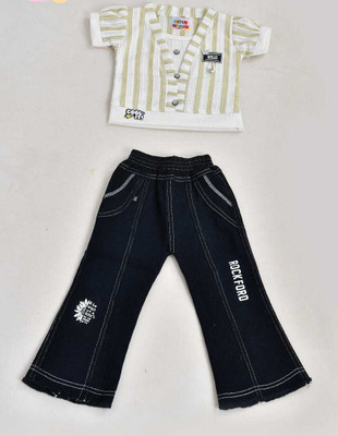 cutecrage Baby Girls Party(Festive) Top Jeans(BEIGE)