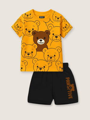 VEERUTEEZ Boys Casual T-shirt Shorts(Yellow)
