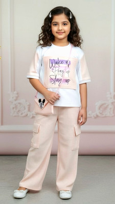 K DRESSES Girls Party(Festive) Top Pant(Peach)