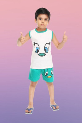 HENA TEXTILE Baby Boys Casual T-shirt Shorts(GREEN)