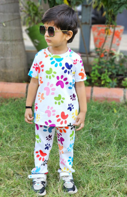 Sagar Impex Boys Party(Festive) T-shirt Pant(Foot White)