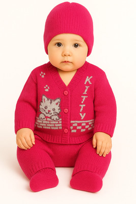 FAEEPY Baby Boys & Baby Girls Casual Sweater Pyjama(Hot Pink)