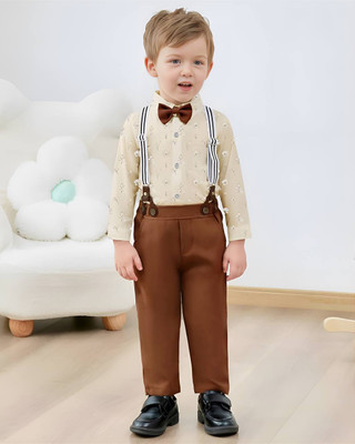 EZIKIDS Baby Boys & Baby Girls Party(Festive) Shirt Pant(CREAM)