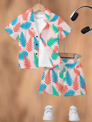 ECLORA Baby Boys & Baby Girls Casual Shirt Shorts(Peach)