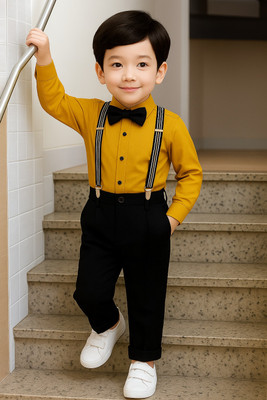 Bleckz Someck Boys Party(Festive) Shirt Pant(Yellow)