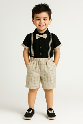 TapiFeb Baby Boys & Baby Girls Party(Festive) Shirt Shirt, Shorts, Belt(Grey)