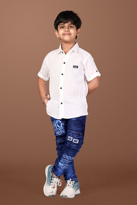 LittleClo Baby Boys Casual Shirt Jeans(WHITE)