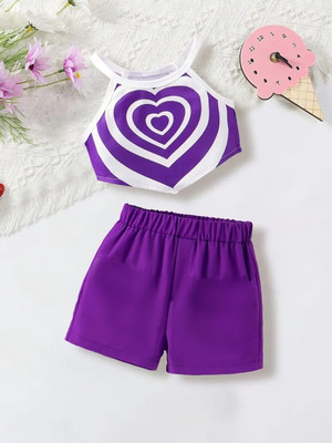 AK DRESSES Baby Girls Party(Festive) Top Pant(Purple)