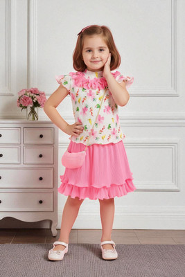 HALDER Baby Girls Casual Top Skirt(Pink Thumri)