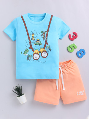 LITTLE FIGHTER Boys Casual T-shirt Shorts(SKY PEACH)