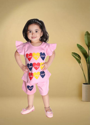 HENA TEXTILE Baby Girls Casual Top Pant(PINK)