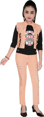 CLOTH ADDA Girls Party(Festive) Top Pant(Orange)