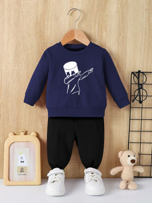 RetroTees Baby Boys Casual T-shirt Track Pants(Dark Blue)