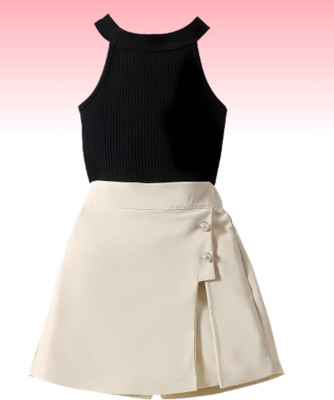 MENVVY FAB Baby Girls Party(Festive) Top Shorts(BLACK)