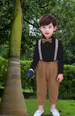 ZIKIGO Dungaree For Baby Boys & Baby Girls Party Solid Cotton Blend(Brown, Pack of 1)