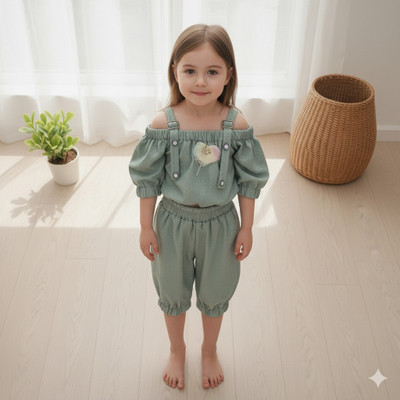 DDORA Baby Girls Casual Top Trouser(GREEN)