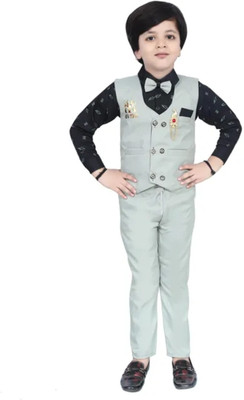 AANYACOLLECTION Boys Wedding Shirt, Waistcoat and Pant Set(Multicolor Pack of 1)