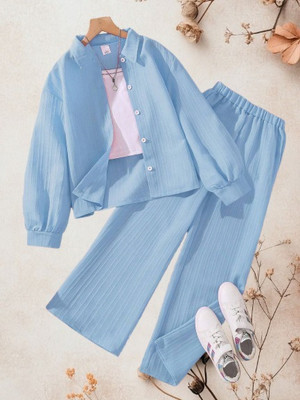 VEARENTERPRISE Girls Casual Shirt Pant(blue)