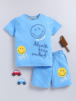 YK X Tinyo Boys & Girls Casual T-shirt Shorts(Blue)