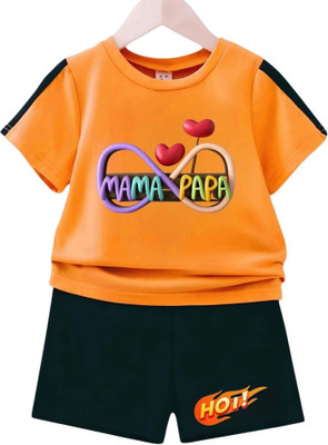 dingdong Baby Boys & Baby Girls Casual T-shirt Shorts(Yellow, Red)