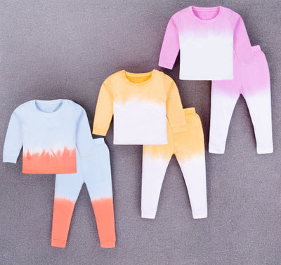 Yk Boys & Girls Casual T-shirt Pyjama(SkyBlue&Red, Yellow&White, Purple&White)