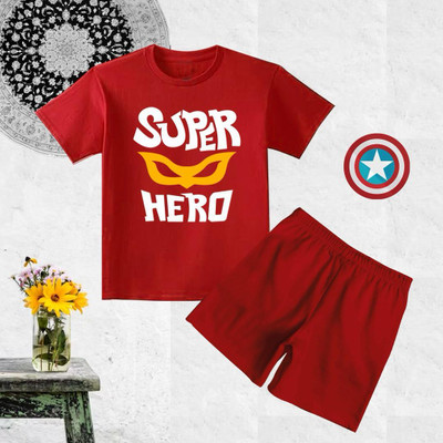 toystshirt Baby Boys & Baby Girls Casual T-shirt Shorts(Red 1)