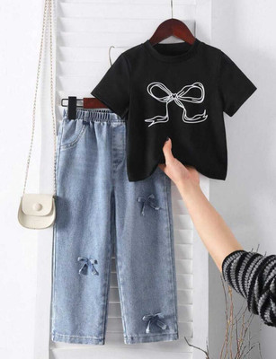 Kidszone Girls Casual Top Jeans(BLACK)